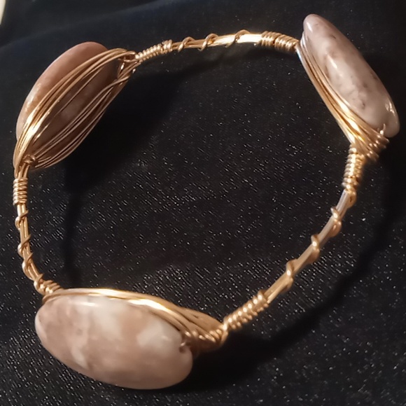 Bourbon and bowties copper wire wrapped quarts stone bracelet - Picture 2 of 5